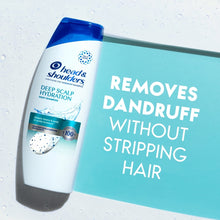 Head & Shoulders Deep Scalp Hydration dandruff shampoo bottle on blue graphic
