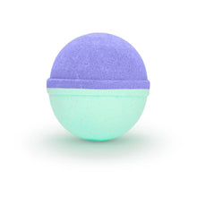 Bath bomb half, periwinkle purple top with turquoise base