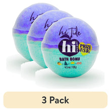 3-pack bath bombs set, periwinkle purple and turquoise, Hi Tide with prize badge