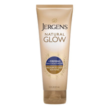 Jergens Natural Glow self tanner lotion tube, firming daily moisturizer, medium to deep tones