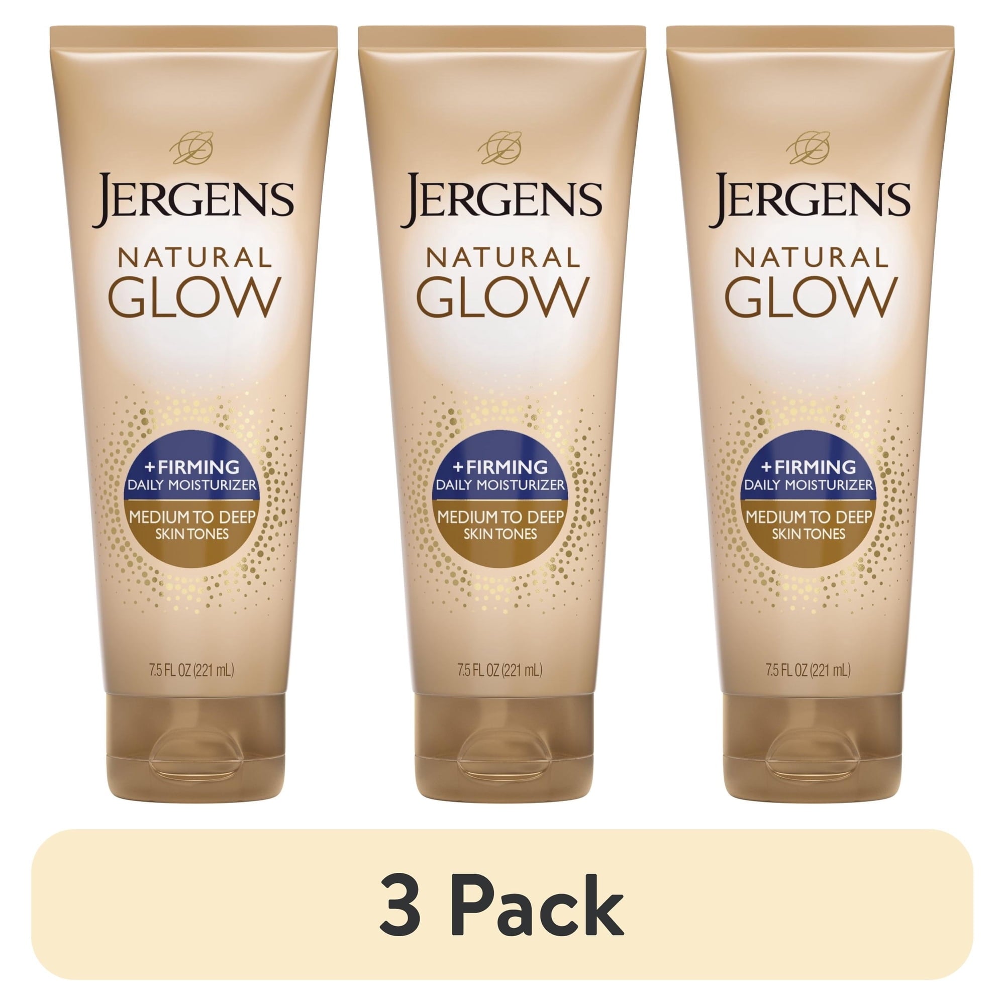(3 pack) Jergens Natural Glow Firming Daily Moisturizer Medium to Tan Sunless Self Tanner Lotion, 7.5 fl oz