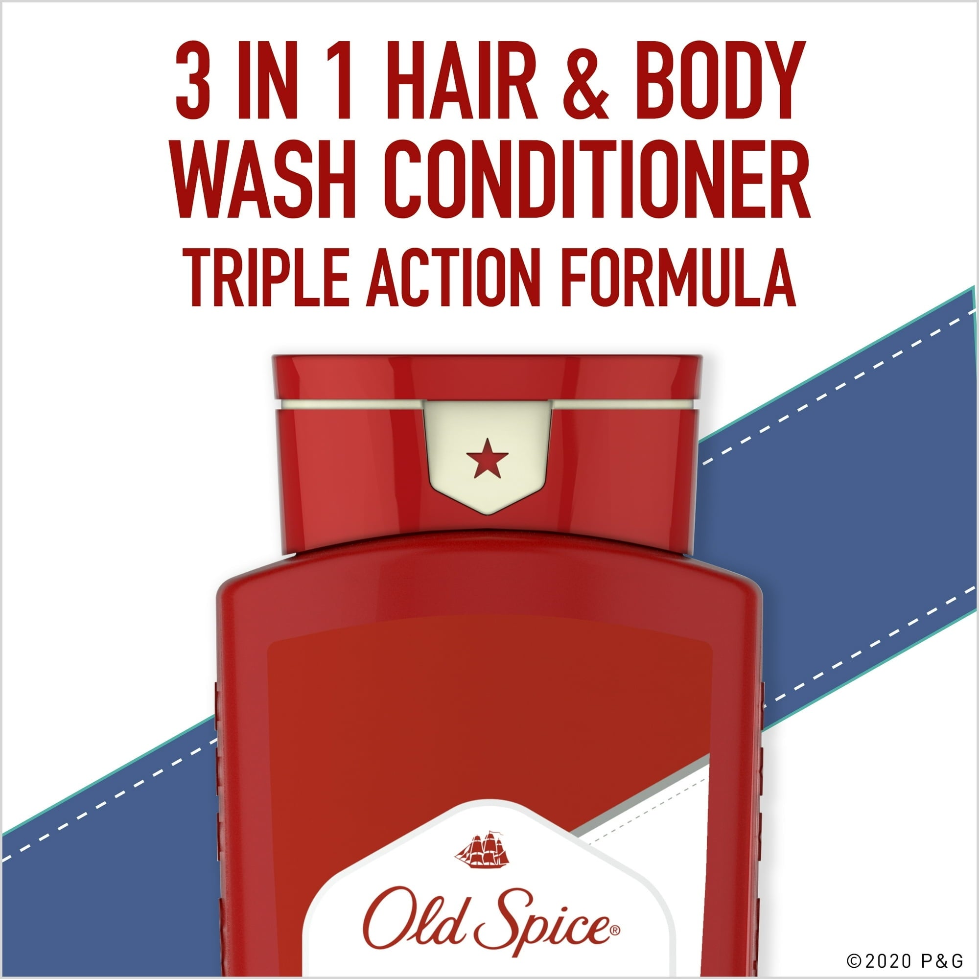 (3 pack) Old Spice High Endurance Men's 3-in-1 Shampoo Conditioner & Body Wash, 24 fl oz