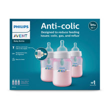 Philips Avent anti-colic bottle box for 1m+ with three pink 9oz bottles