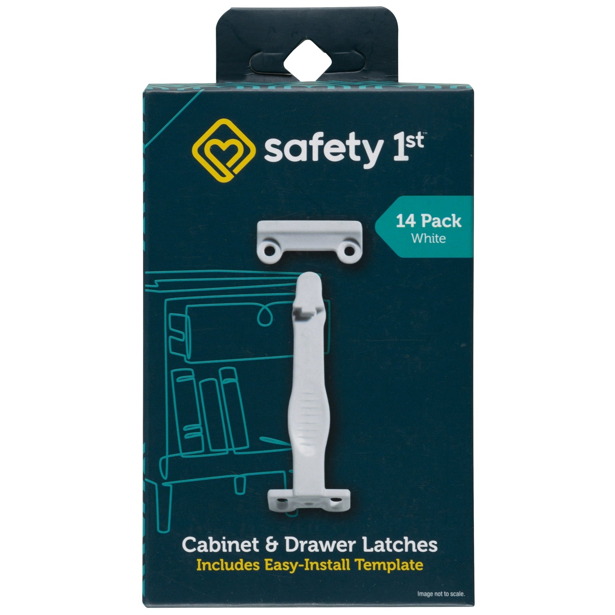(3 pack) Safety 1st Cabinet & Drawer Latch (14pk), White, Toddler