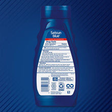 Selsun Blue medicated antidandruff shampoo bottle back, 11 fl oz