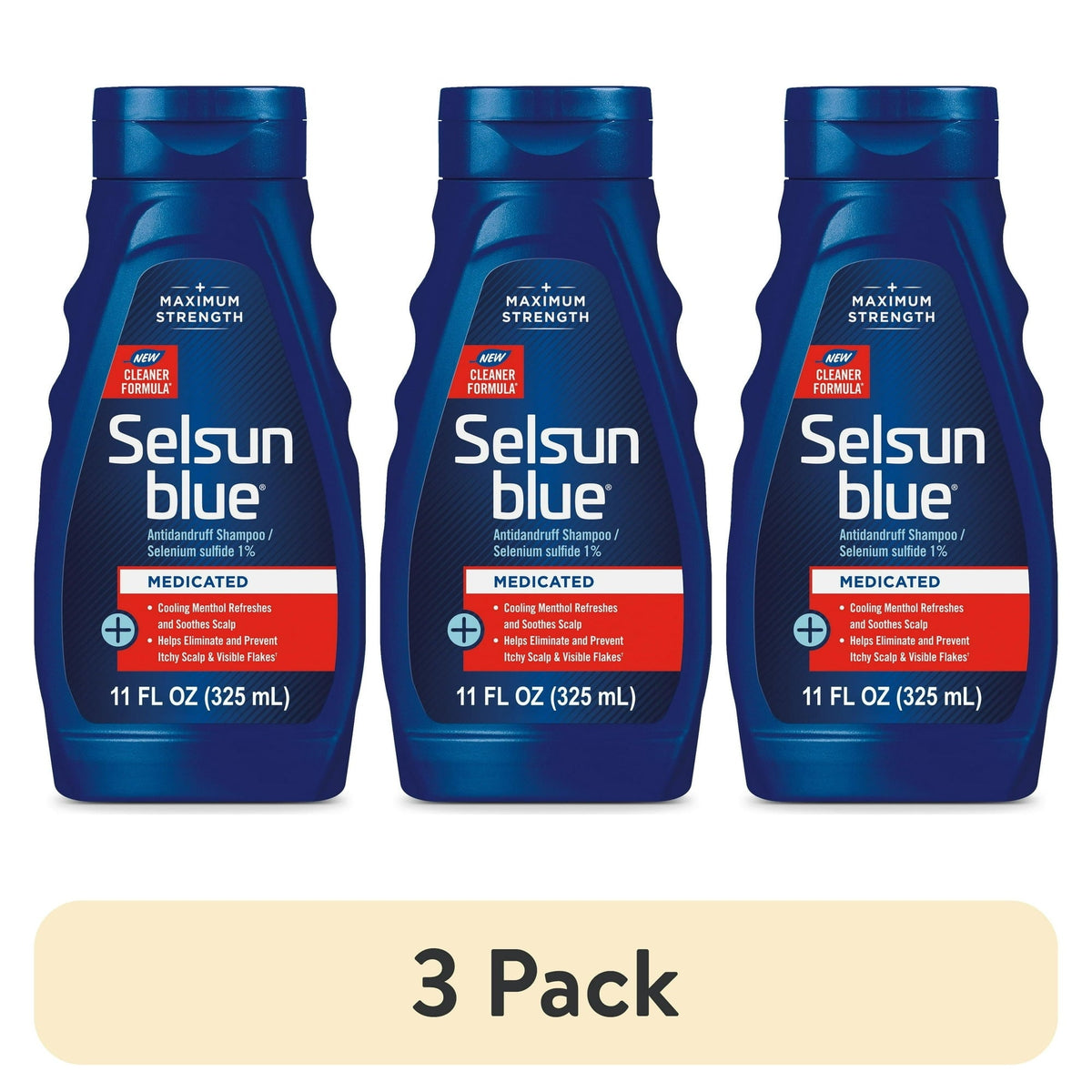 (3 pack) Selsun Blue Medicated Antidandruff Shampoo, 11 fl. oz.