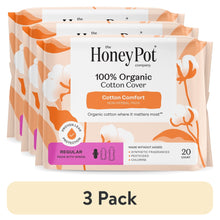 Honey Pot regular non-herbal pads with wings, organic cotton cover, 20 count (3-pack)