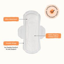 Illustration of Honey Pot regular pad with wings: ultra absorbent core and leak support