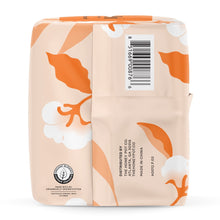 3-pack regular pads package with orange and white floral pattern and barcode