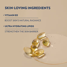 Vaseline Cocoa Radiant body lotion ingredients with small golden capsules and cream