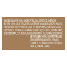 Body lotion ingredient label panel with dense text