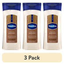 (3 pack) Cocoa Radiant body gel oil bottles, blue caps, clear amber gel, 6.8 fl oz
