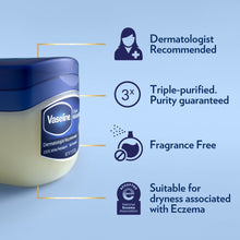 Vaseline Original Healing Jelly jar with dermatologist-recommended label and triple-purified mark