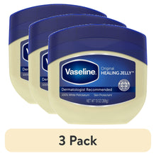 Vaseline Original Healing Jelly 3-pack petroleum jelly jars, blue lids and pale yellow tubs