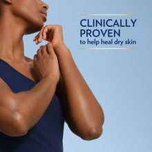 Petroleum jelly applied to arms for dry-skin relief, glossy balm on skin