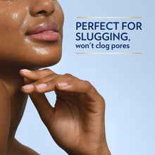 Petroleum jelly applied to lips and chin, smooth protective sheen on skin