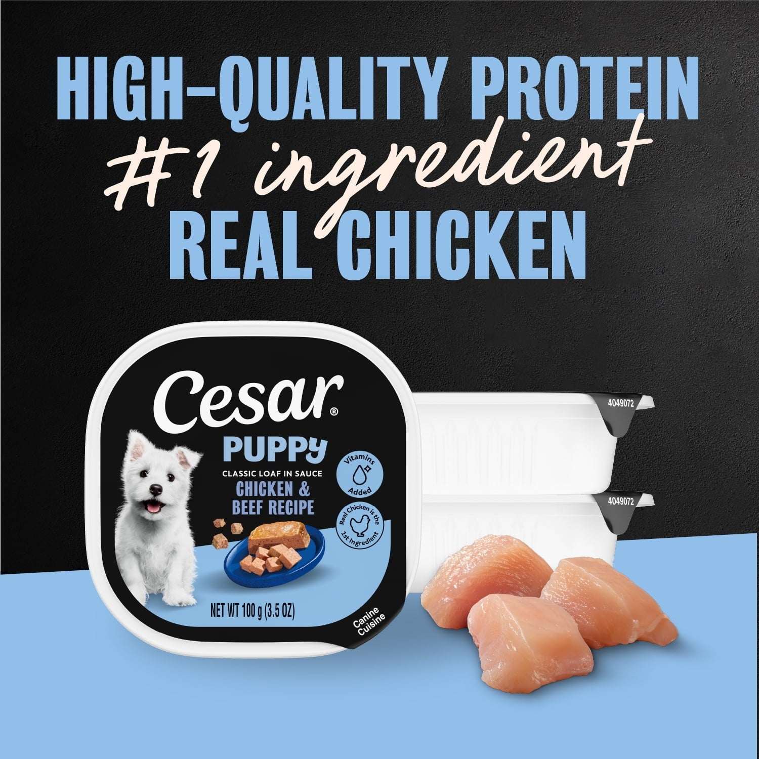 Cesar Classic Loaf In Sauce Chicken And Beef Recipe Wet Dog Food For Puppies, 3.5 Oz Tray