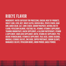Ingredients panel for Ol'Roy ribeye flavor wet dog food can