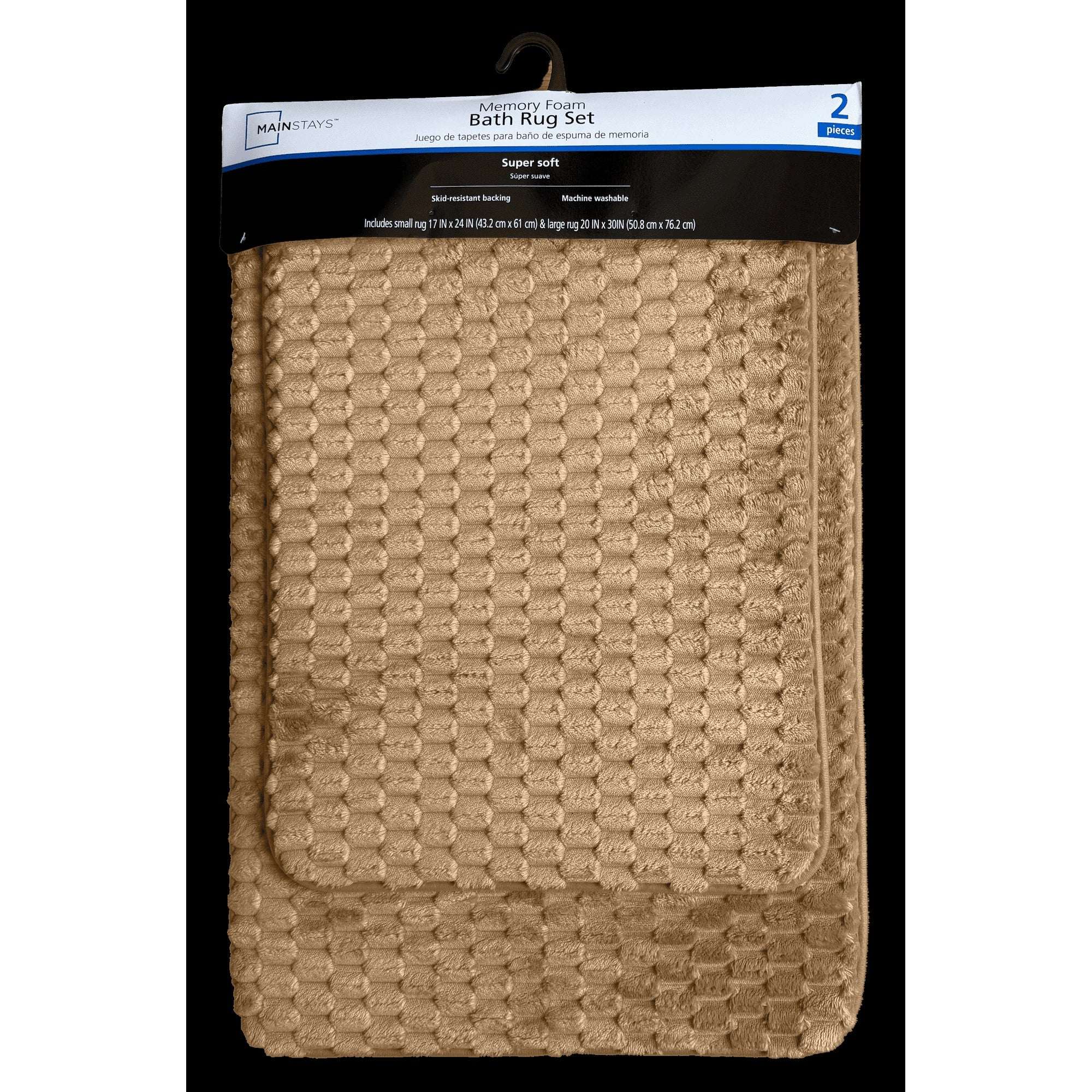 Mainstays Brown Bag 2pc Tile Bubble Bath Rug Set