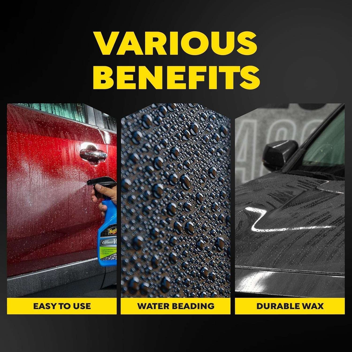 Cera Híbrida de Cerámica de Meguiar's, cera en spray fácil de usar para detallado de automóviles con el poder protector superior de la avanzada tecnología de barrera híbrida de SiO2, botella de spray de 768 ml