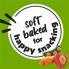 Soft baked for happy snacking badge with colorful treat shapes