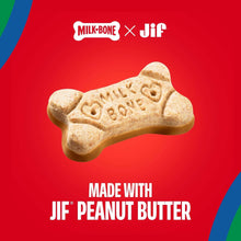 Bone-shaped dog biscuits with Jif peanut butter, Milk-Bone x Jif label