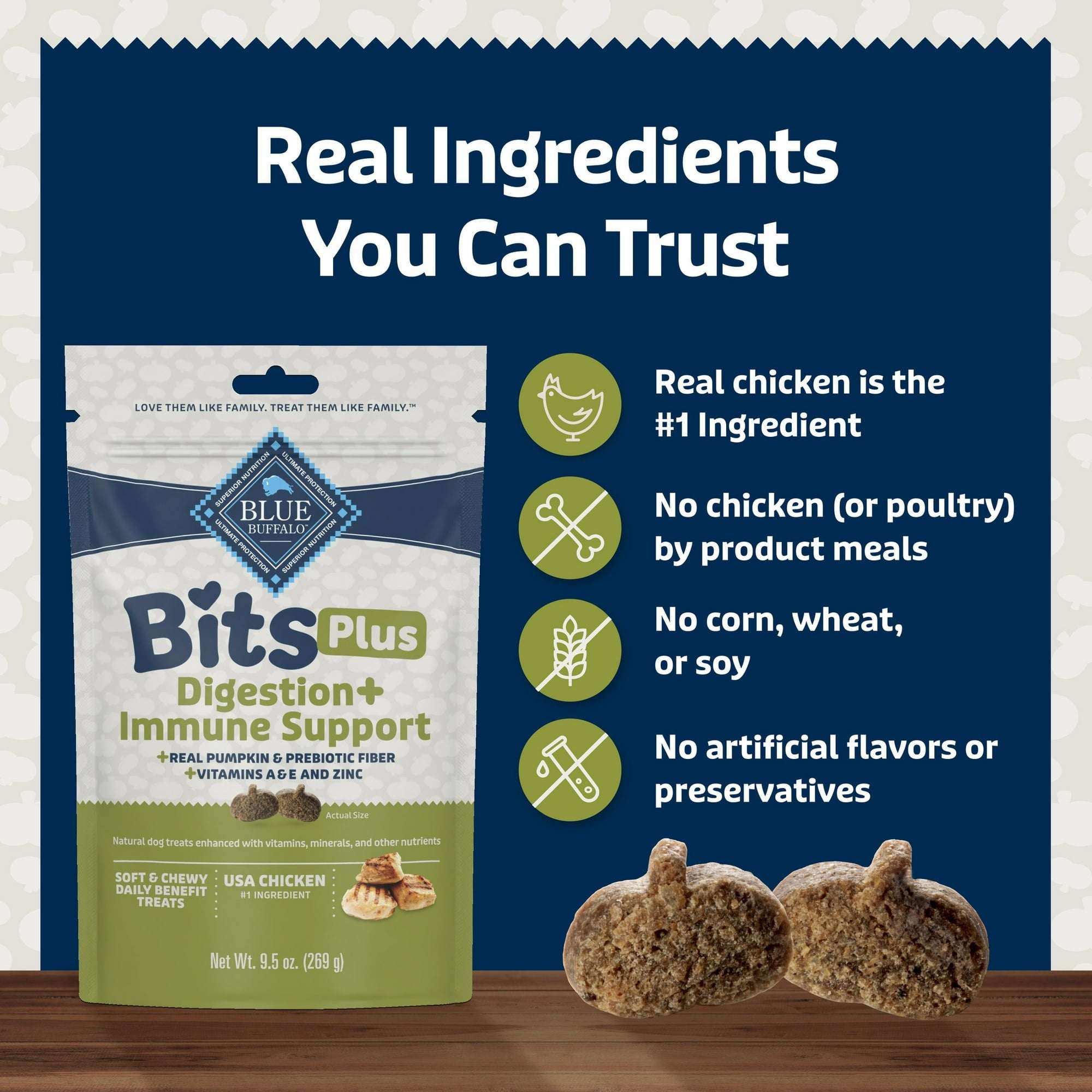 Blue Buffalo BLUE Bits Plus Mobility and Immune Support Daily Benefit Dog Treats, Soft & Chewy Morsels, 9.5-oz. Bag