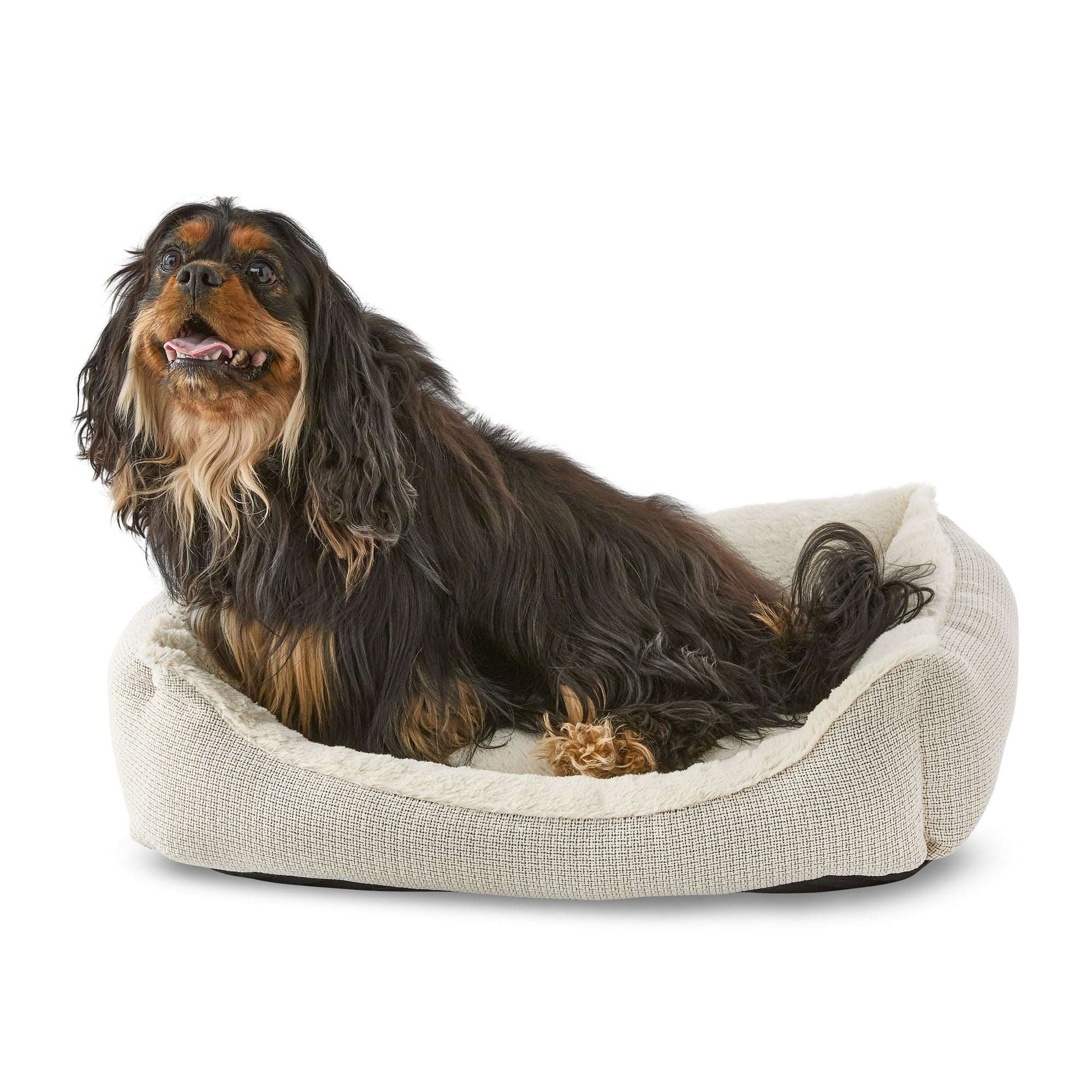 Vibrant Life Medium Luxe Cuddler Dog Bed, Cream, 27" x 21"