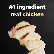 Sliced chicken loaf pieces in sauce shown as bite-size chunks.