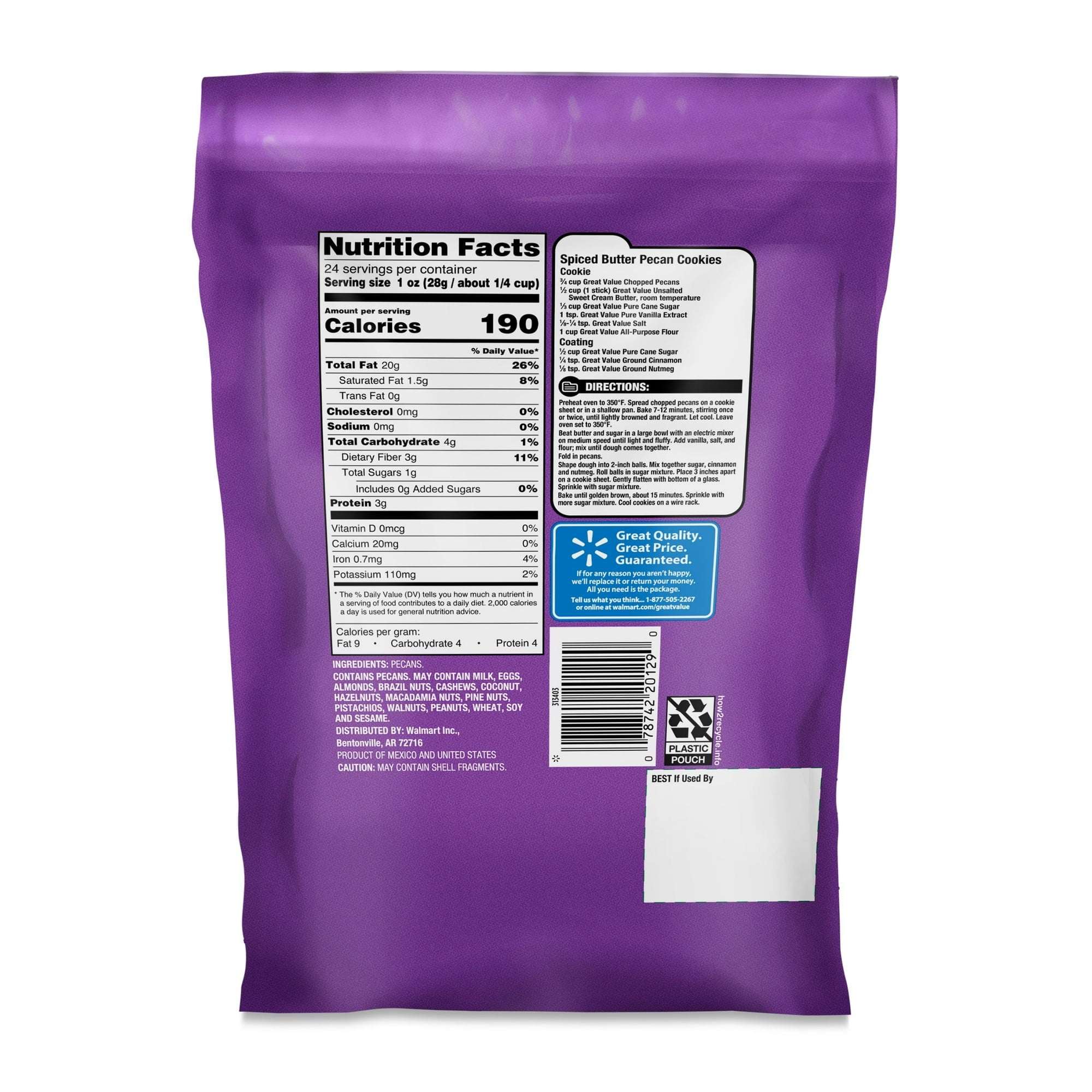 Great Value Chopped Pecans, 24 oz
