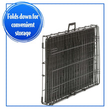 Foldable wire dog crate, dark gray, shown folded for convenient storage