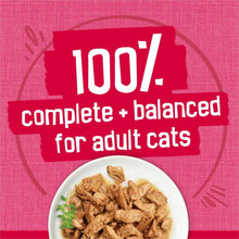 Wet cat food label for adult cats, 100% complete and balanced