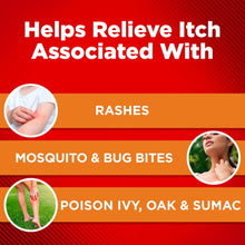 Itch relief product with rash and bug bite use icons