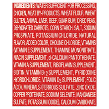 Ingredients panel on wet dog food can