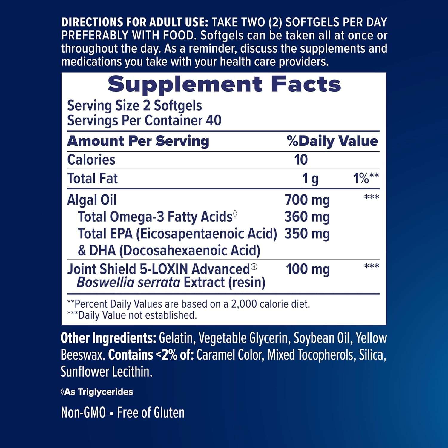 Osteo Bi-Flex Advanced Omega-3 Joint Complex Algae Oil Plant-Based Supplement, Improve Joint Function, Strength, Flexibility, Mobility 80 Softgels