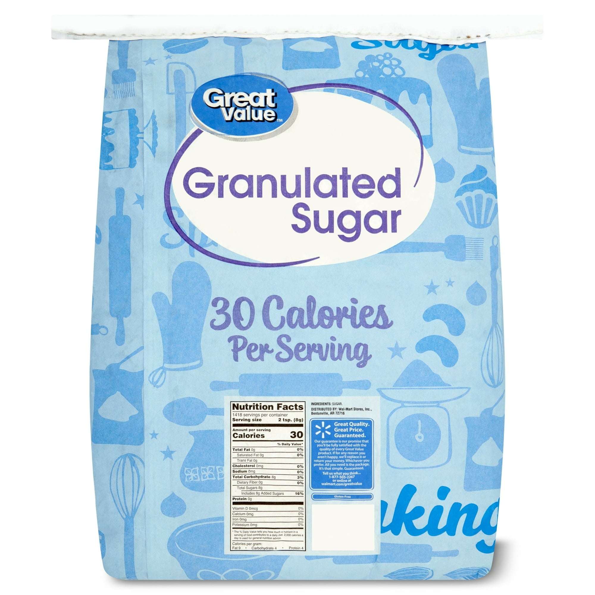 Great Value Pure Granulated Sugar, 25 lbs