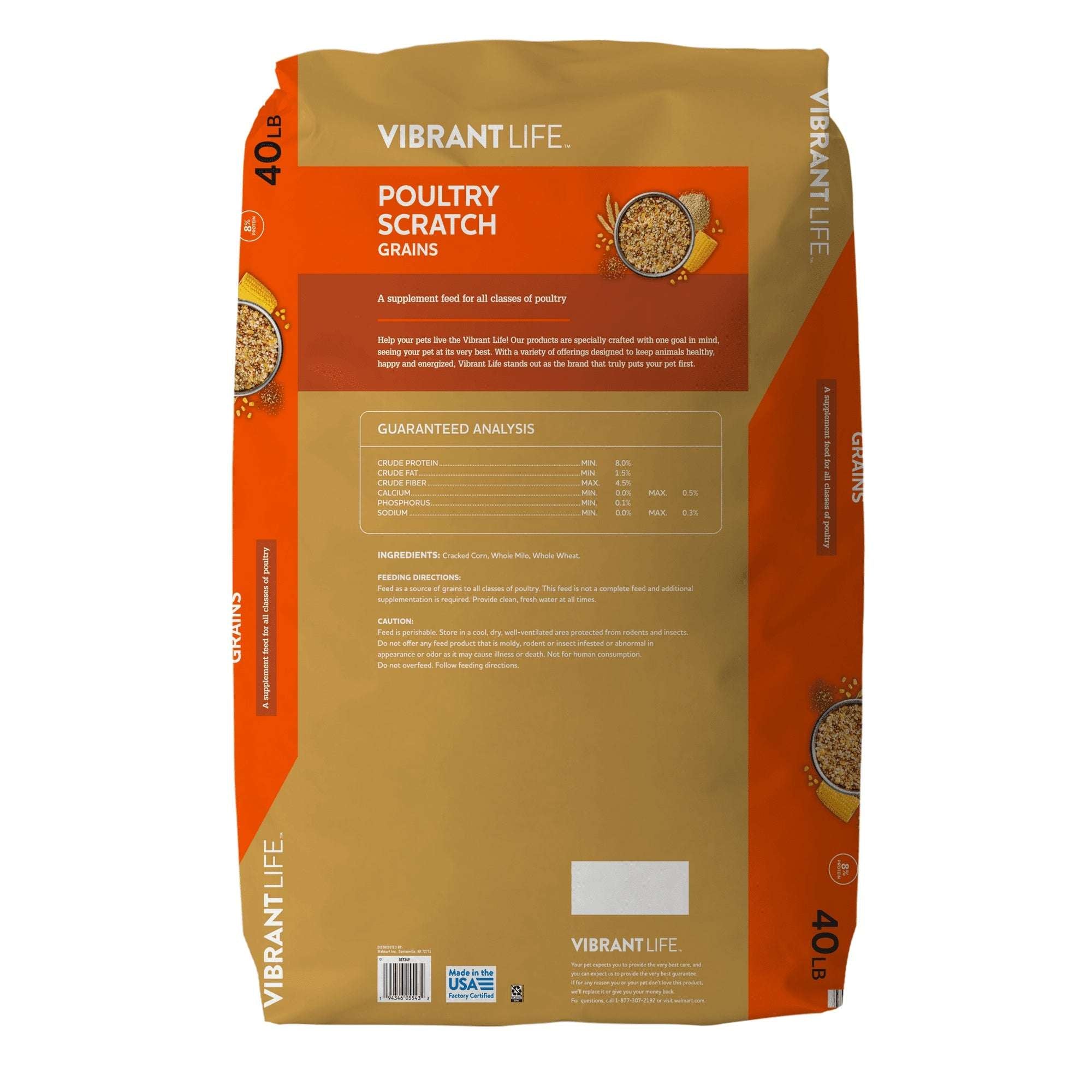 Vibrant Life Poultry Scratch Grains, 40 lb Bag