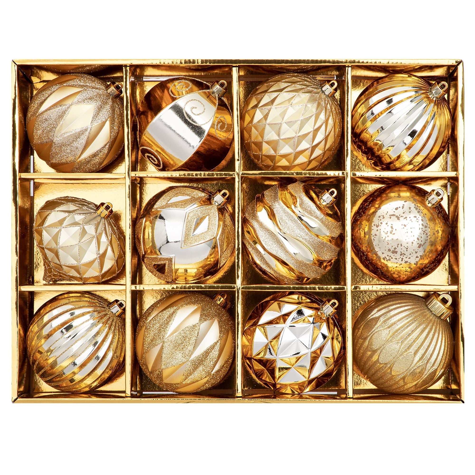 4 inch Reddish Gold Christmas Balls Ornaments 12 Pcs Shatterproof Christmas Ornaments Set Large Silver Ornaments for Christmas Tree Halloween Holiday Party