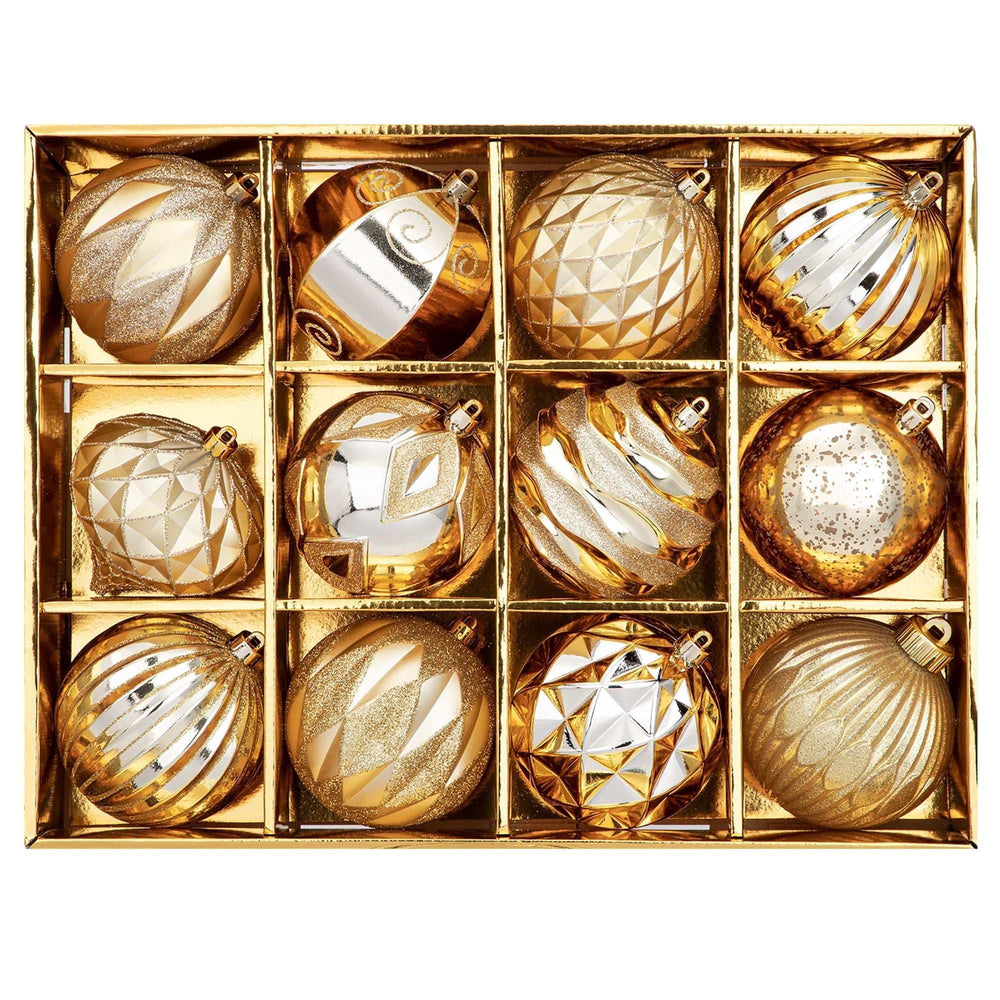 4 inch Reddish Gold Christmas Balls Ornaments 12 Pcs Shatterproof Christmas Ornaments Set Large Silver Ornaments for Christmas Tree Halloween Holiday Party
