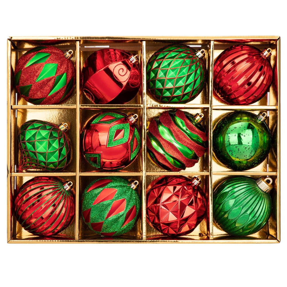 4 inch Reddish Gold Christmas Balls Ornaments 12 Pcs Shatterproof Christmas Ornaments Set Large Silver Ornaments for Christmas Tree Halloween Holiday Party