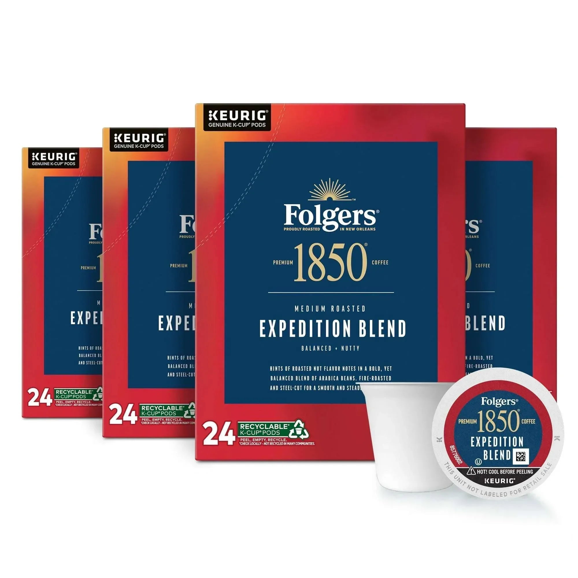 1850 Expedition Pioneer Blend, Medium Roast Coffee, Keurig K Cup Pods, 24 Count Box