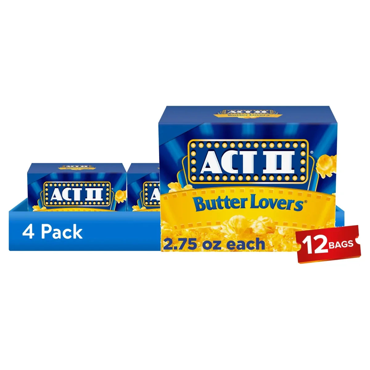 Act II Butter Lovers Microwave Popcorn, 2.75 oz., 12-Count Bags