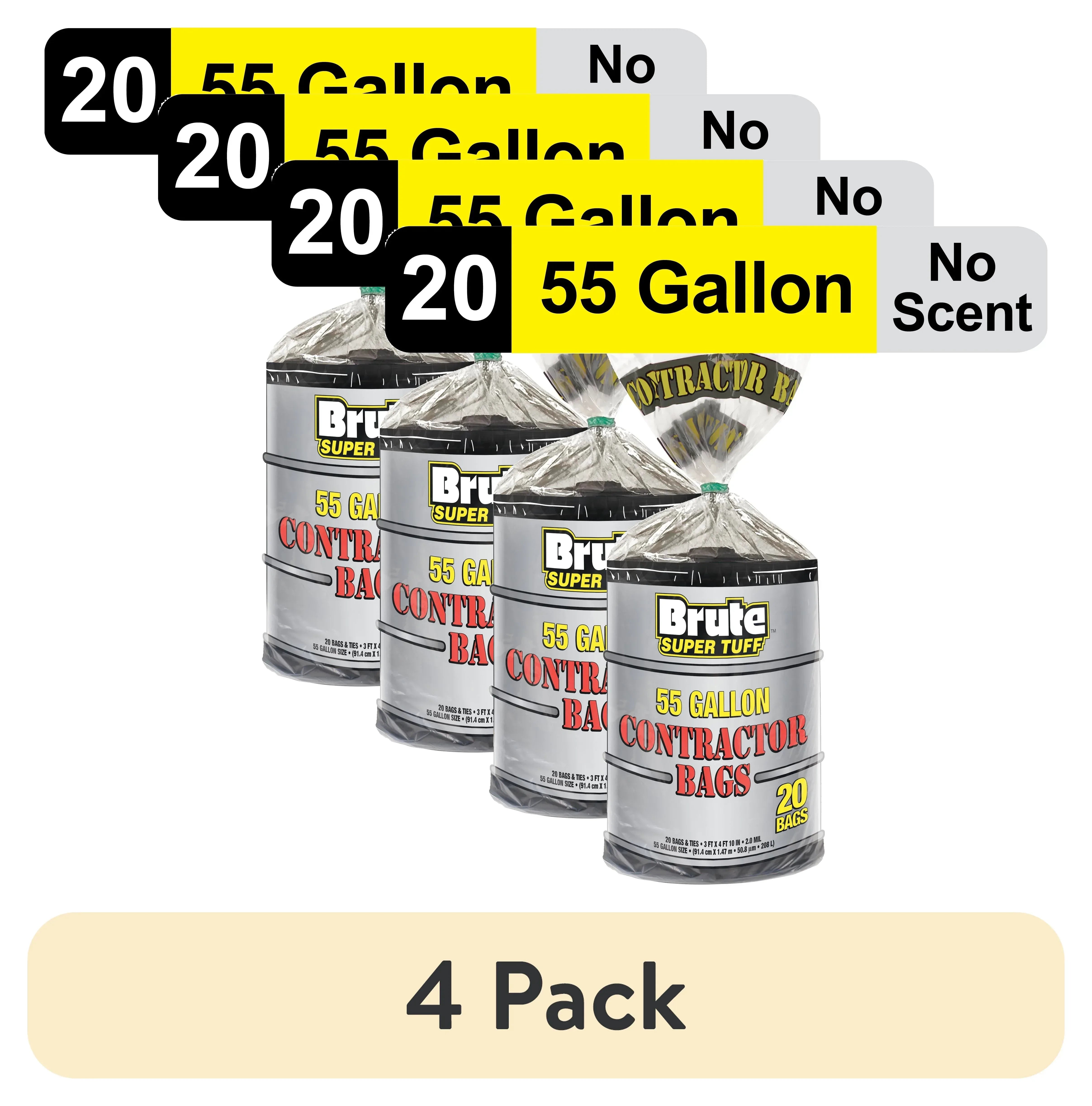Brute Super Tuff® Contractor Bags, 55 Gallon, 20 Bags (Twist Tie)