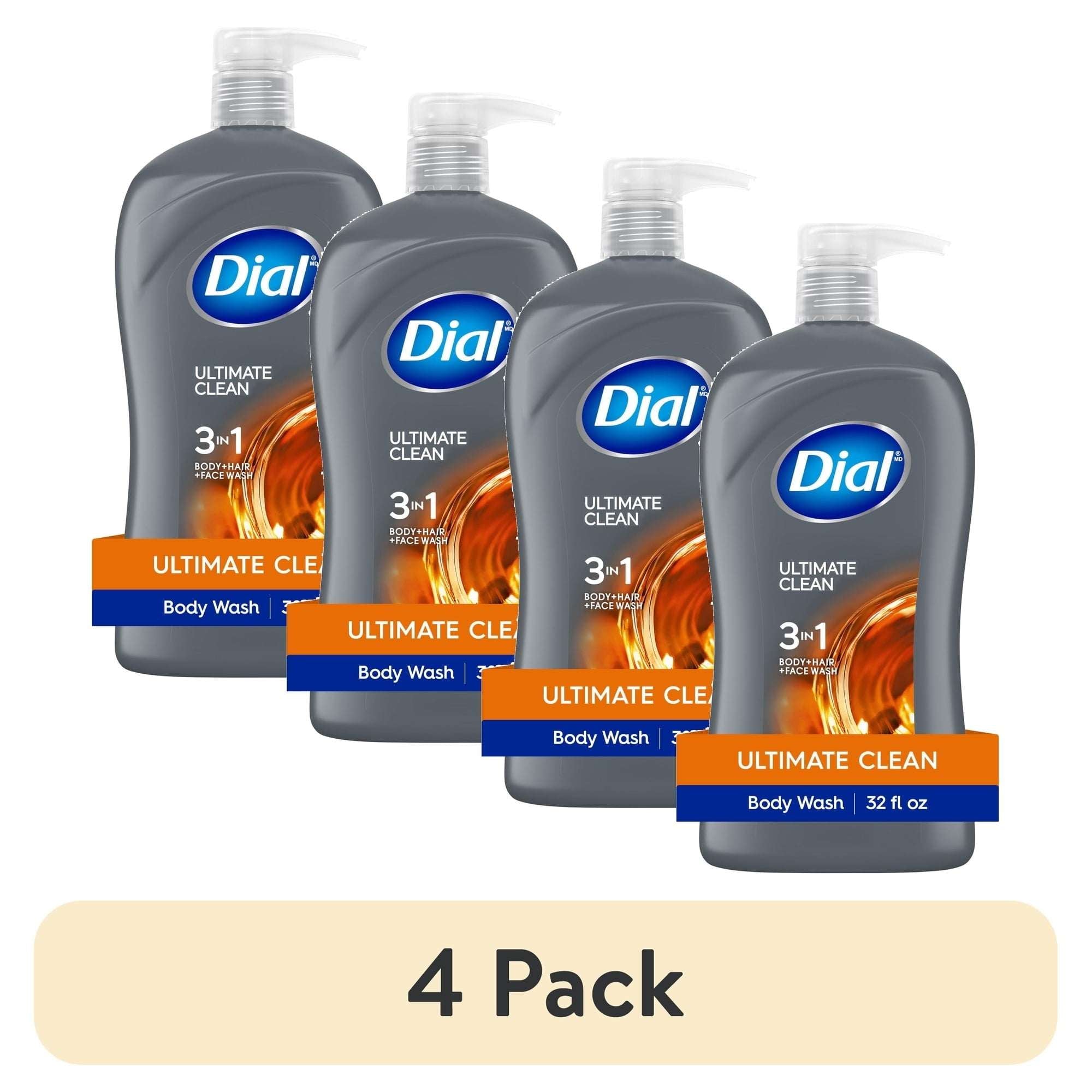 Dial Ultimate Clean 3-in-1 Men's Body Wash for Body, Hair & Face, Amber Wood Scent, 32 oz