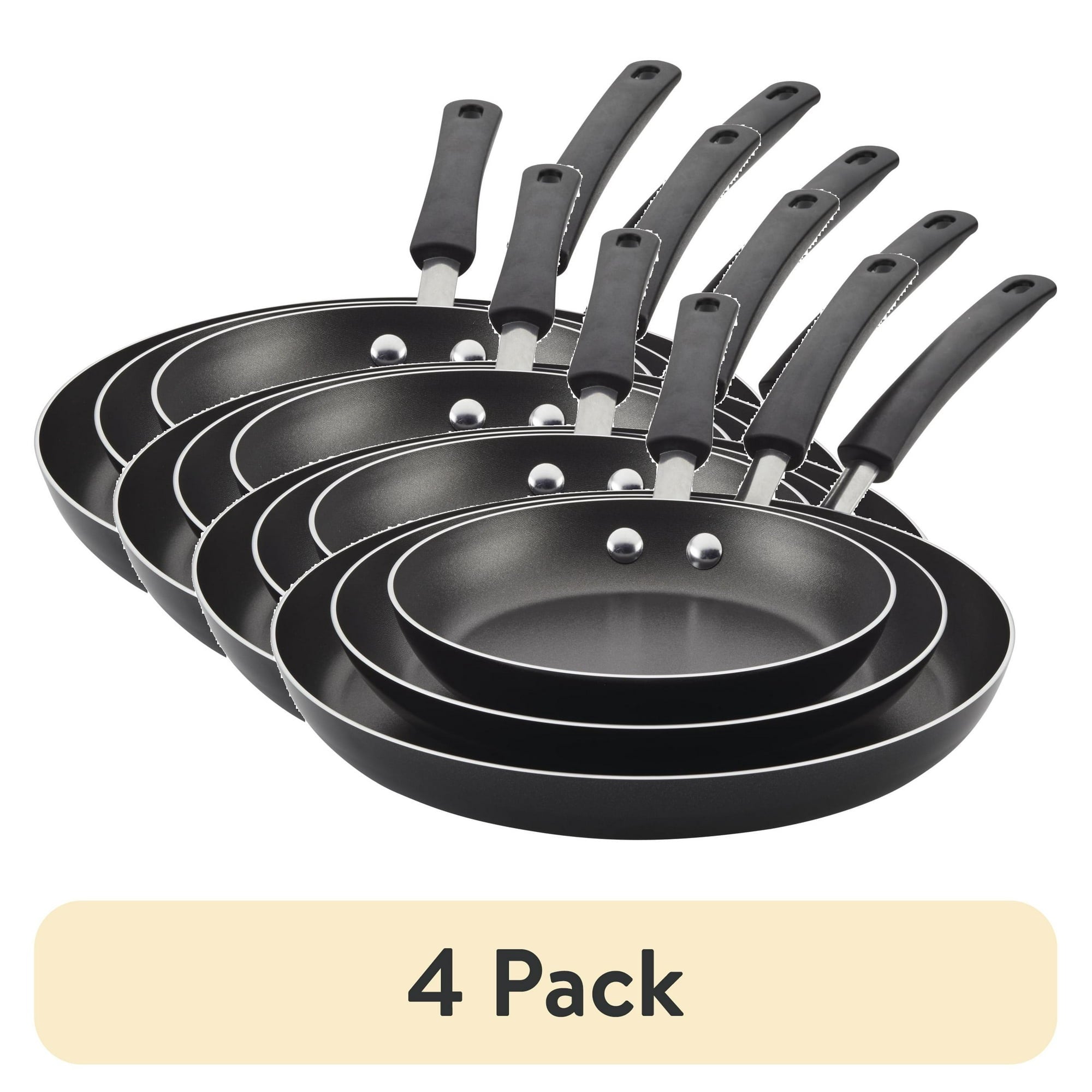 Farberware Easy Clean 3 Pcs Nonstick Frying Pans / Skillets, Dishwasher Safe, 8 Inch, 9.75 Inch, 12 Inch, Black