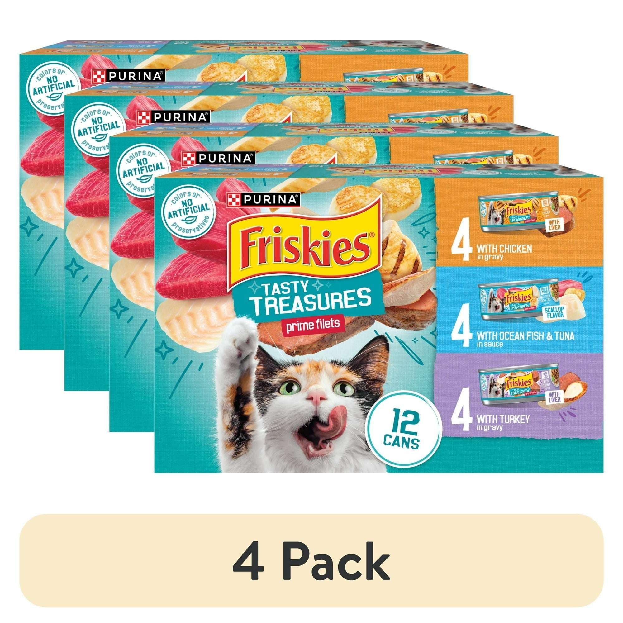 Friskies Gravy Tasty Treasures Prime Filets, Wet Cat Food, 12 Pack, 5.5 oz Cans
