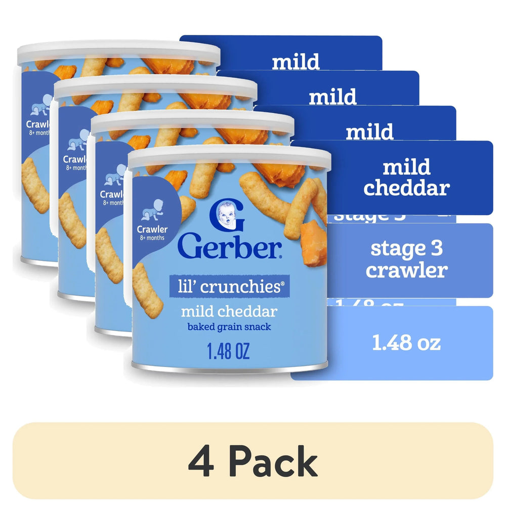 Gerber Stage 3 Baby Food Snacks, Mild Cheddar Lil' Crunchies, Baby Led Feeding 1.48 oz - USA MEGA SHOP