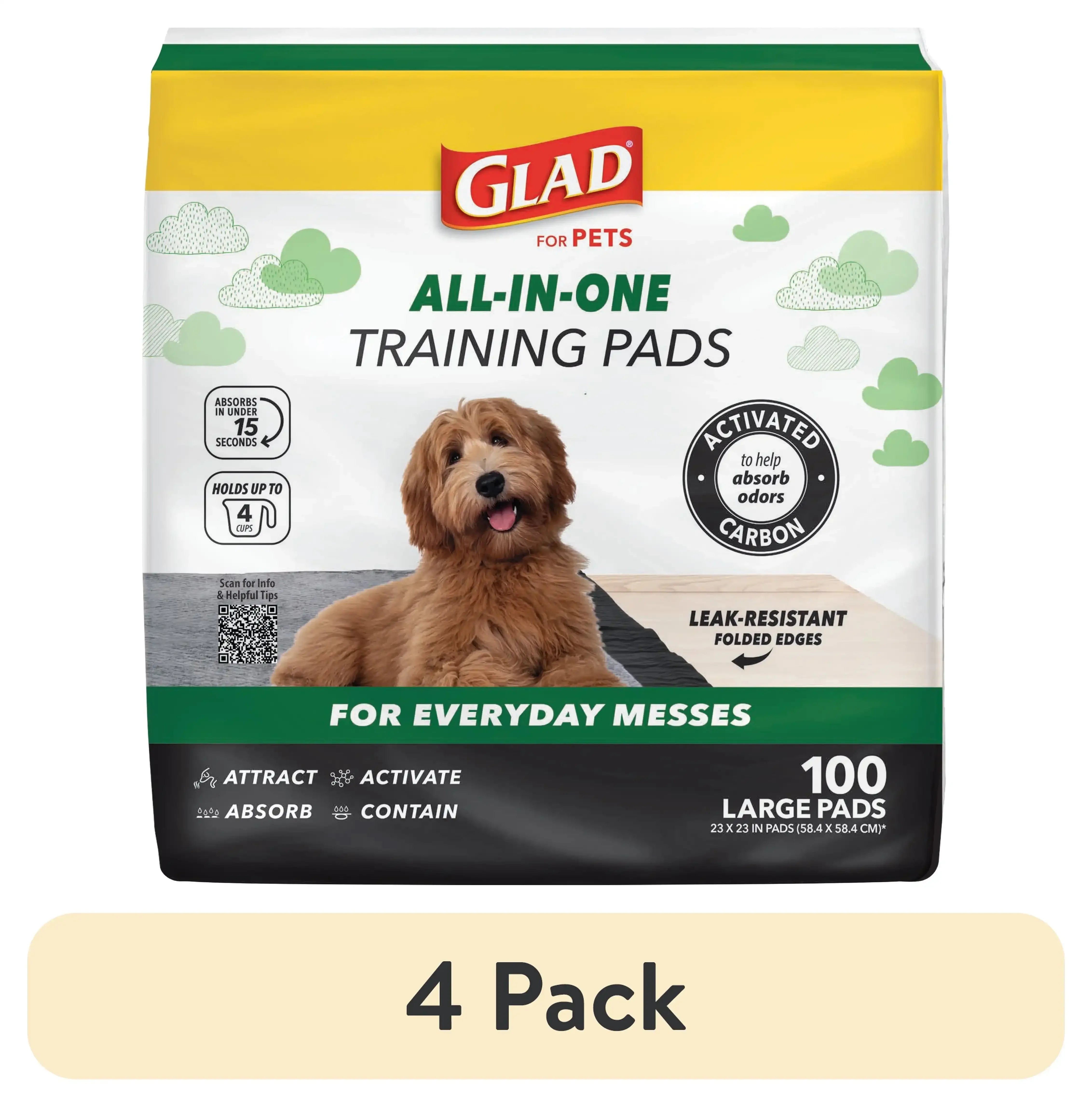 Glad Activated Charcoal Leak-Resistant Training Pads for Dogs, 23in x 23in, 100 Count - USA MEGA SHOP