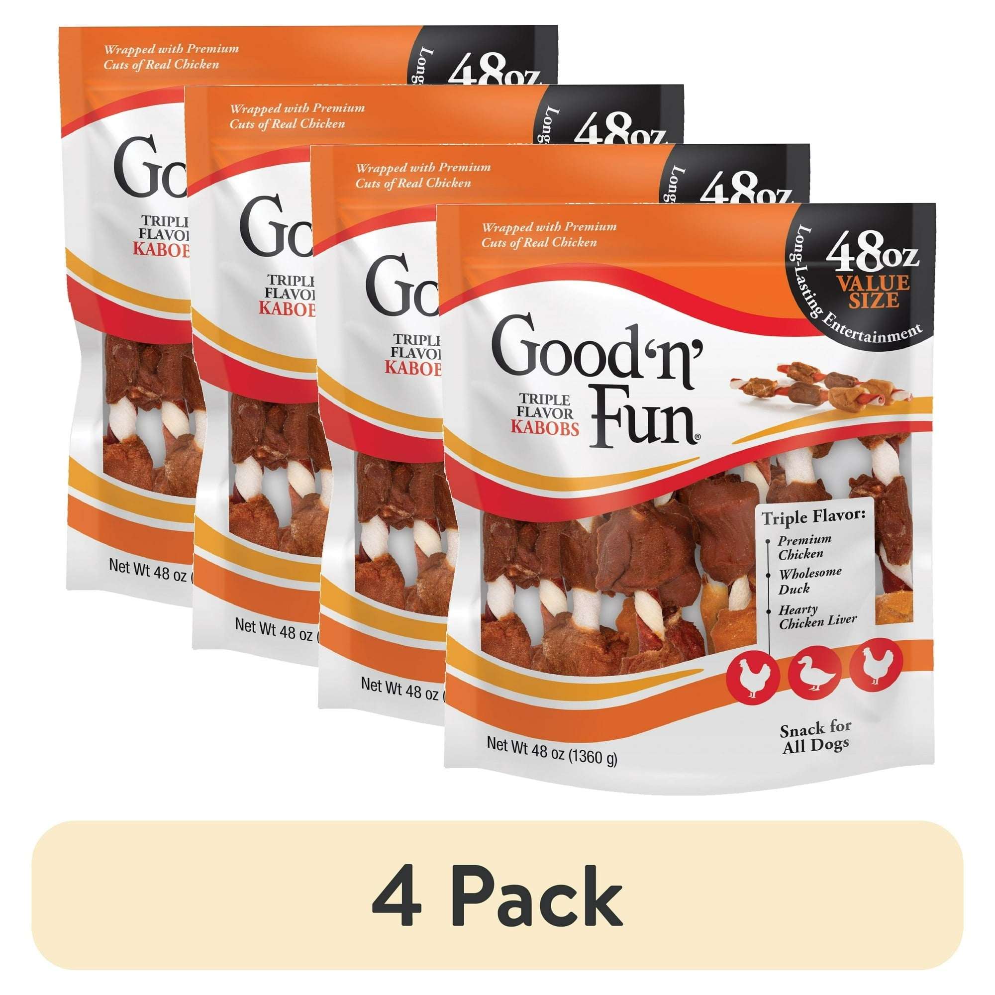 Good 'n' Fun Triple Flavor Kabobs, Rawhide Chews for All Dogs