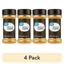 4-pack ground cumin jars with black lids and Ground Cumin labels